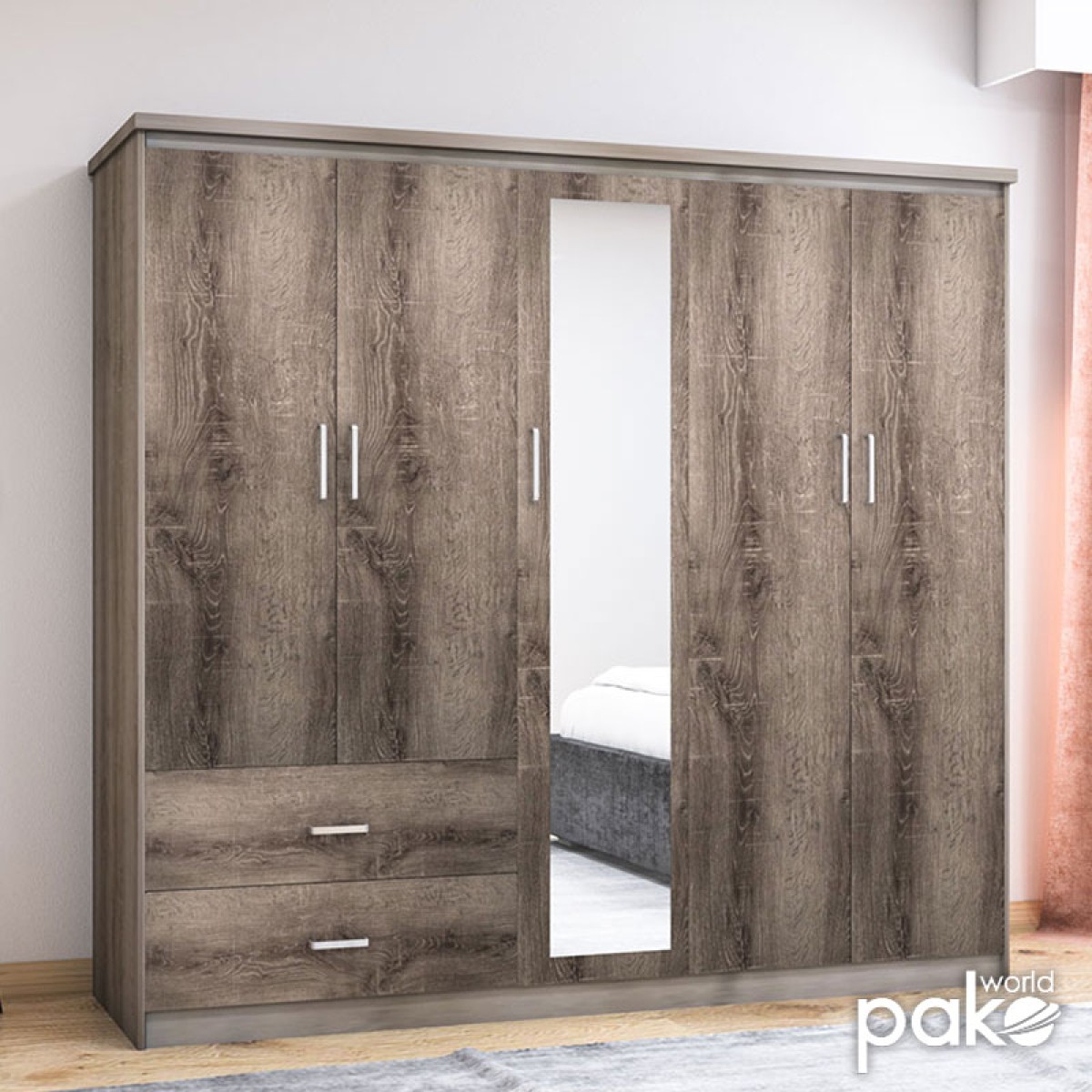 Ντουλάπα ρούχων πεντάφυλλη OLYMPUS pakoworld χρώμα castillo-toro 198x57x183εκ Ντουλάπα ρούχων πεντάφυλλη OLYMPUS pakoworld χρώμα castillo-toro 198x57x183εκ