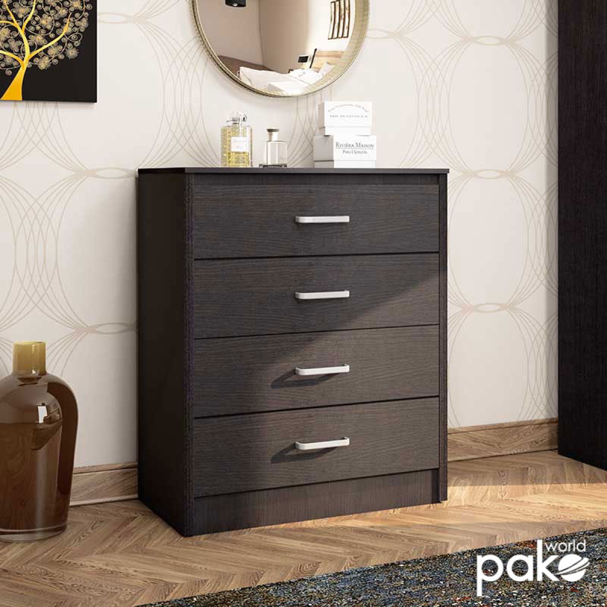 Συρταριέρα OLYMPUS pakoworld με 4 συρτάρια χρώμα wenge 80x40x95εκ Συρταριέρα OLYMPUS pakoworld με 4 συρτάρια χρώμα wenge 80x40x95εκ