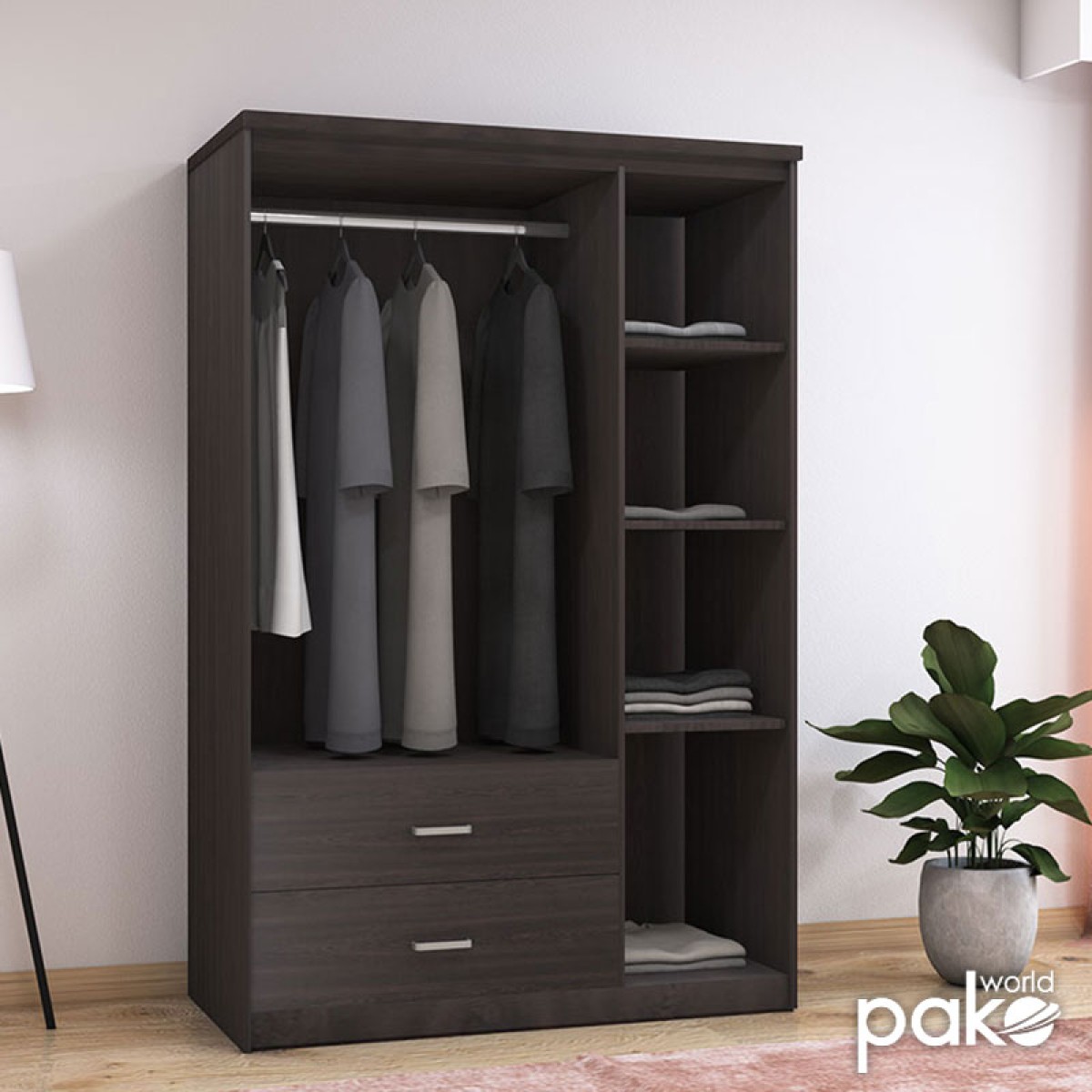 Ντουλάπα ρούχων τρίφυλλη OLYMPUS pakoworld χρώμα wenge 120x57x183εκ Ντουλάπα ρούχων τρίφυλλη OLYMPUS pakoworld χρώμα wenge 120x57x183εκ
