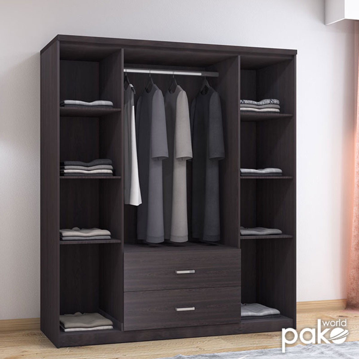 Ντουλάπα ρούχων τετράφυλλη OLYMPUS pakoworld χρώμα wenge 159x57x183εκ Ντουλάπα ρούχων τετράφυλλη OLYMPUS pakoworld χρώμα wenge 159x57x183εκ