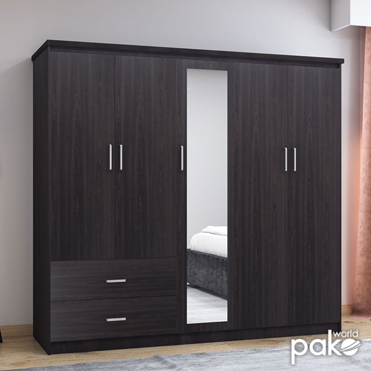Ντουλάπα ρούχων πεντάφυλλη OLYMPUS pakoworld χρώμα wenge 198x57x183εκ Ντουλάπα ρούχων πεντάφυλλη OLYMPUS pakoworld χρώμα wenge 198x57x183εκ