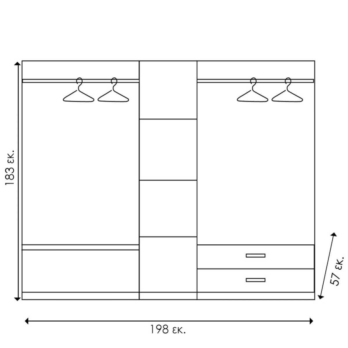 Ντουλάπα ρούχων πεντάφυλλη OLYMPUS pakoworld χρώμα wenge 198x57x183εκ Ντουλάπα ρούχων πεντάφυλλη OLYMPUS pakoworld χρώμα wenge 198x57x183εκ