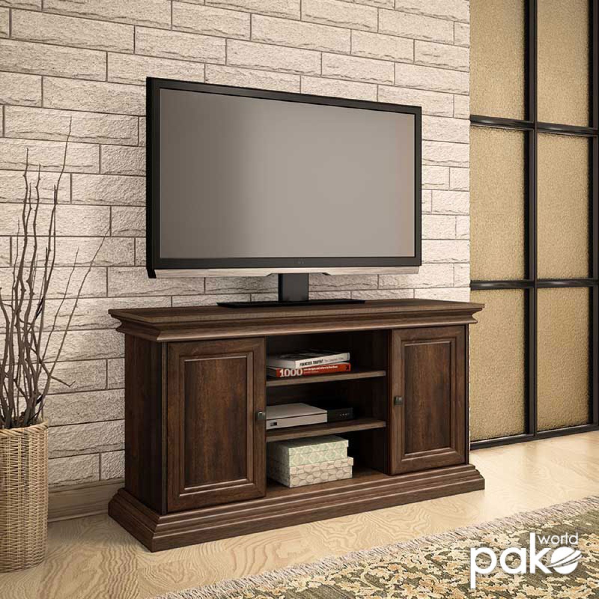 Έπιπλο τηλεόρασης Mozart pakoworld χρώμα καρυδί 121x40x65εκ Έπιπλο τηλεόρασης Mozart pakoworld χρώμα καρυδί 121x40x65εκ