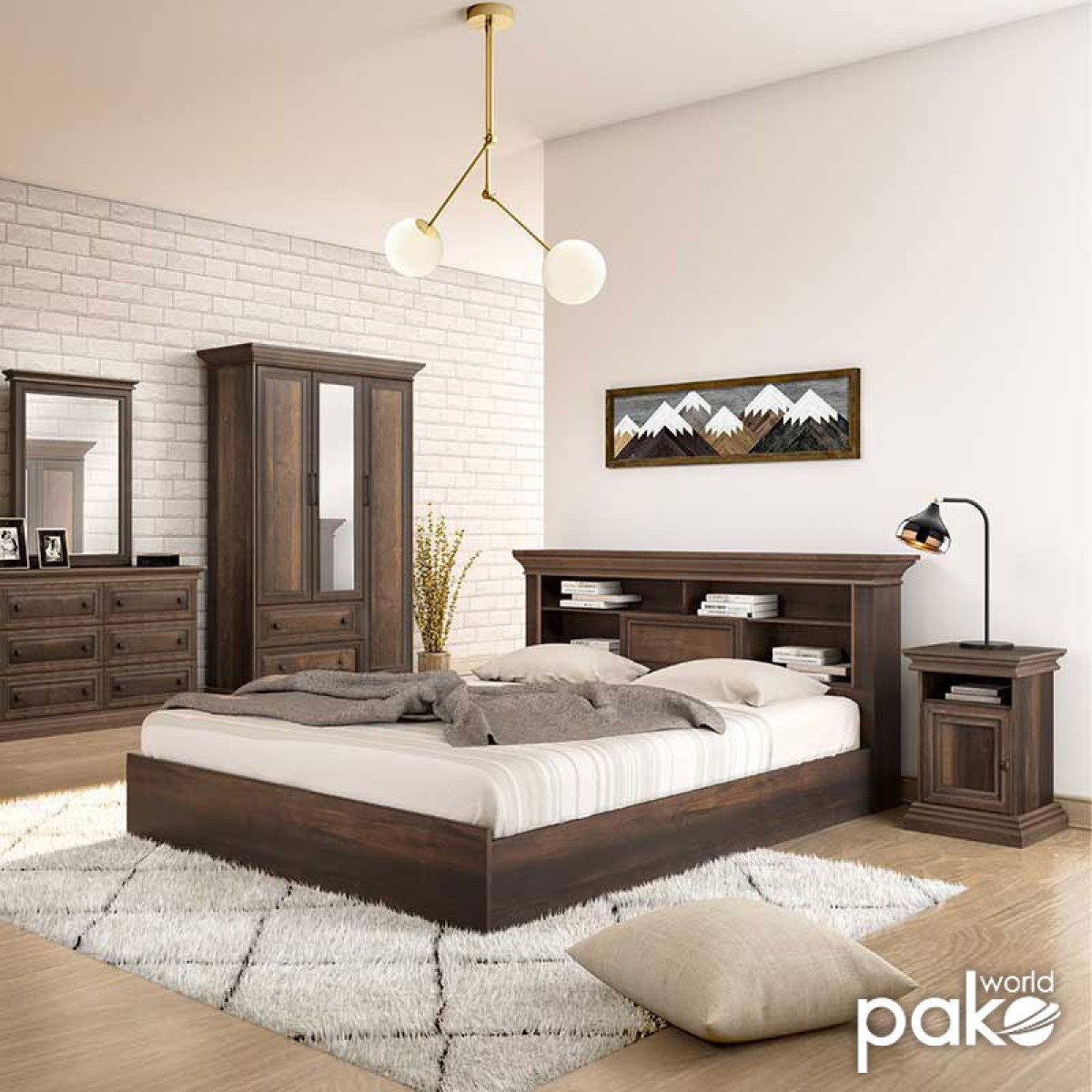 Κομοδίνο Mozart pakoworld χρώμα καρυδί 40x40x61εκ Κομοδίνο Mozart pakoworld χρώμα καρυδί 40x40x61εκ