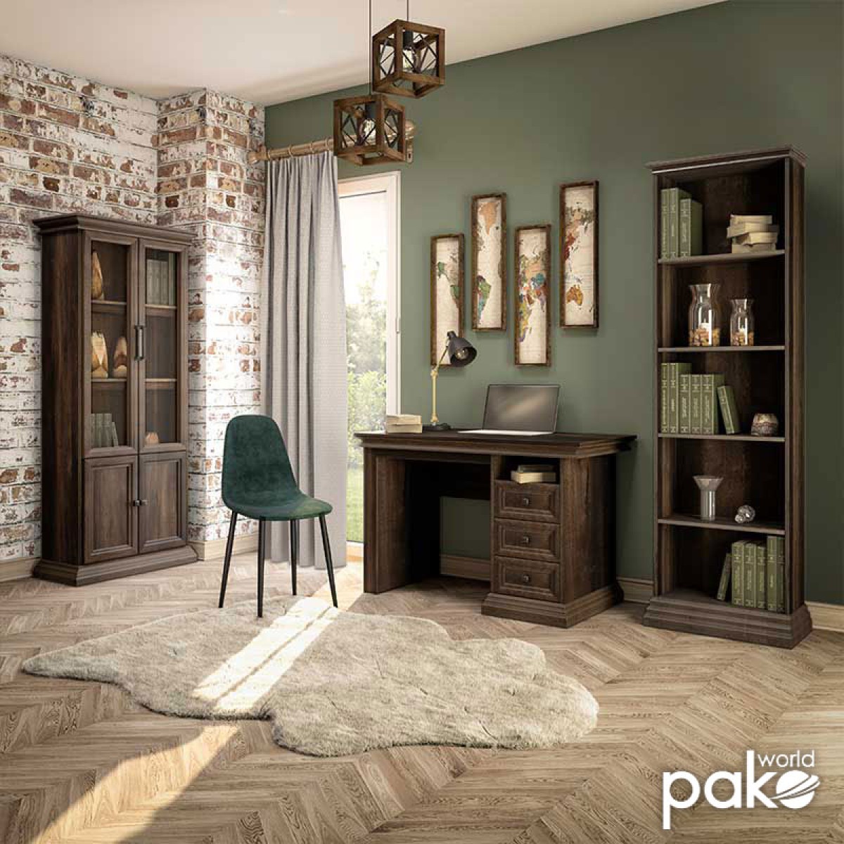 Βιβλιοθήκη Mozart pakoworld χρώμα καρυδί 60x34,5x202,5εκ Βιβλιοθήκη Mozart pakoworld χρώμα καρυδί 60x34,5x202,5εκ