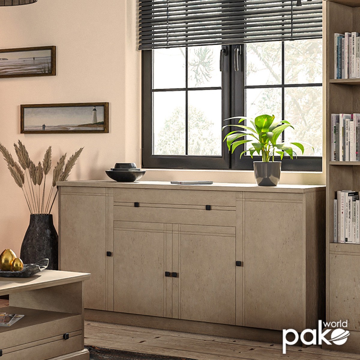 Μπουφές Libby pakoworld φυσικό 160x39.5x83εκ Μπουφές Libby pakoworld φυσικό 160x39.5x83εκ