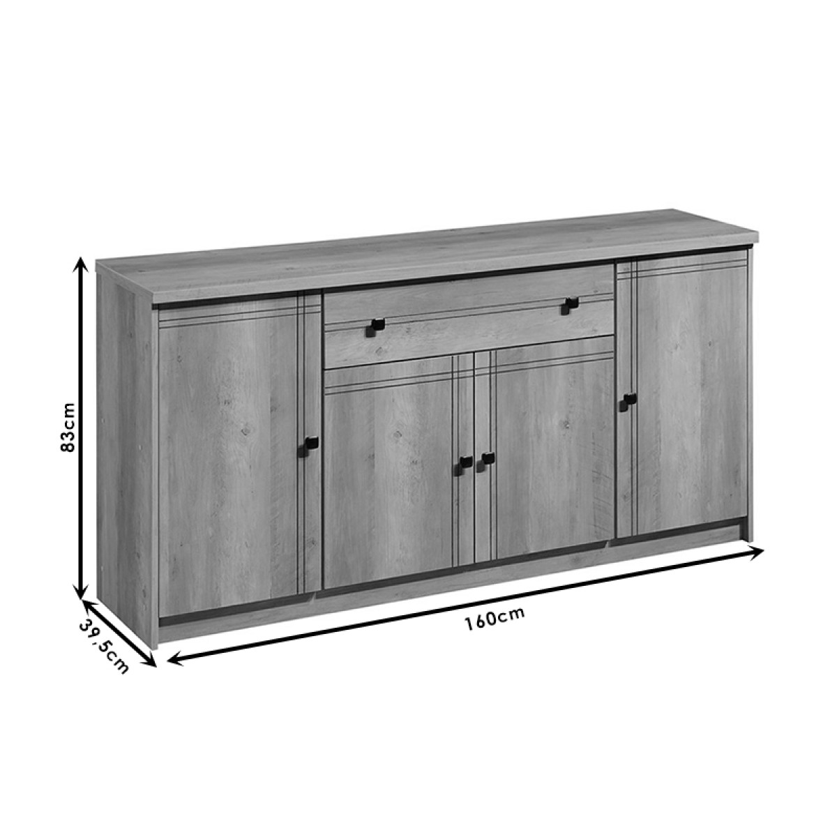 Μπουφές Libby pakoworld φυσικό 160x39.5x83εκ Μπουφές Libby pakoworld φυσικό 160x39.5x83εκ