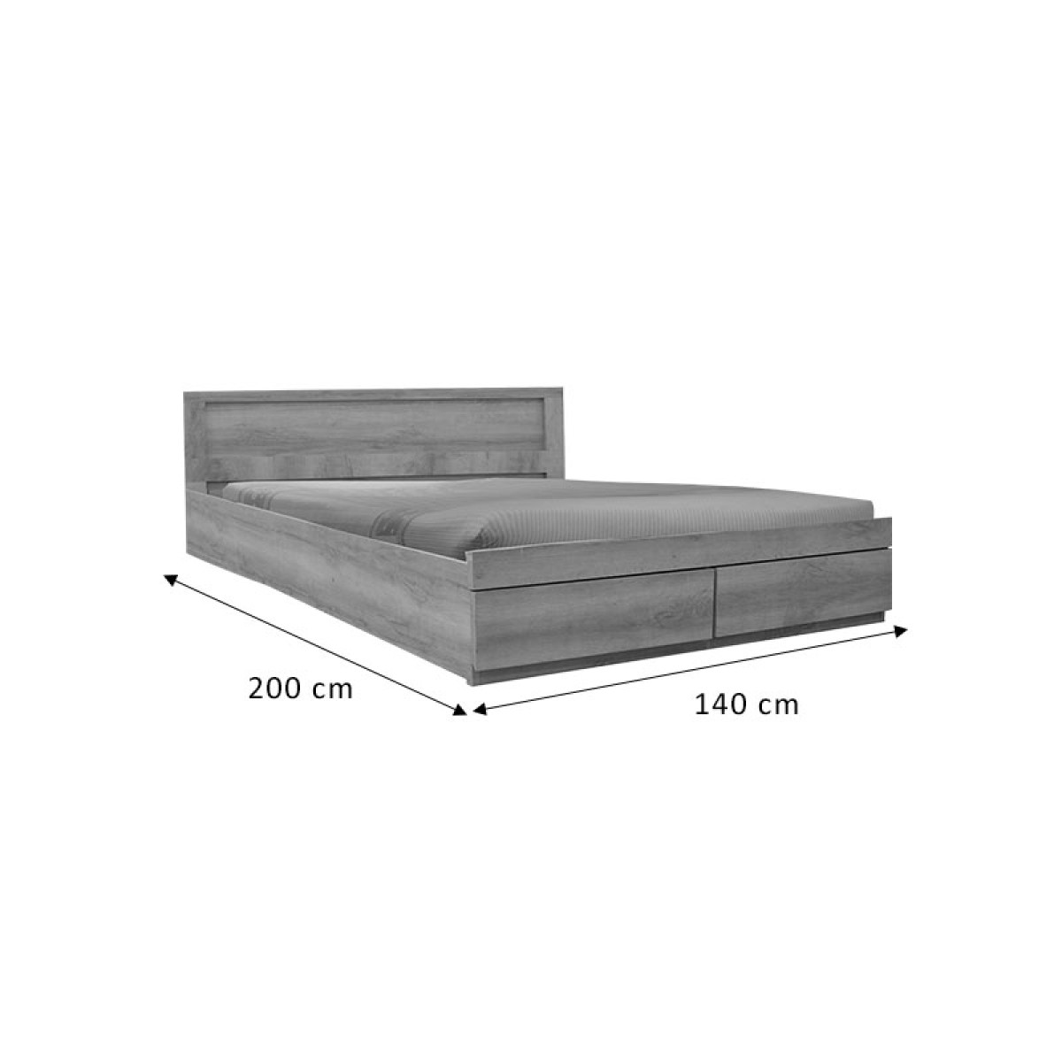 Κρεβάτι Olympus pakoworld με συρτάρι castillo-oak 140x200εκ Κρεβάτι Olympus pakoworld με συρτάρι castillo-oak 140x200εκ