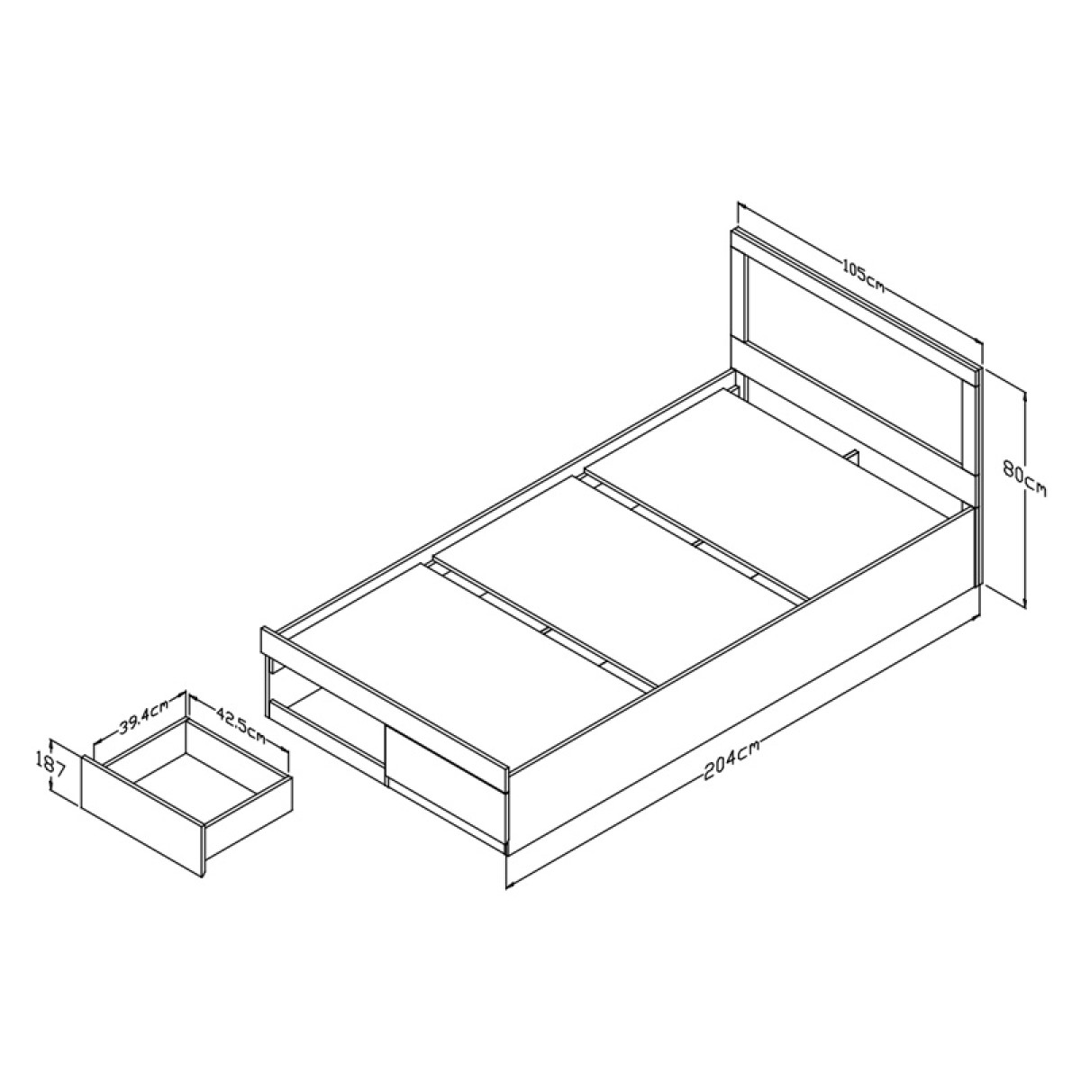 Κρεβάτι Olympus pakoworld με συρτάρι σε wenge απόχρωση 100x200εκ