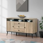 Μπουφές Zezan pakoworld σε sonoma-ανθρακί απόχρωση 140.5x41.5x80εκ