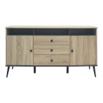 Μπουφές Zezan pakoworld σε sonoma-ανθρακί απόχρωση 140.5x41.5x80εκ