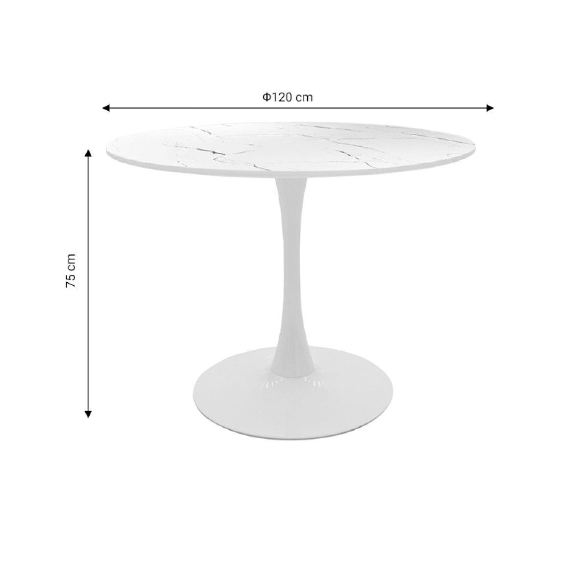 Τραπέζι Balou I pakoworld MDF λευκό μαρμάρου Φ120x75εκ Τραπέζι Balou I pakoworld MDF λευκό μαρμάρου Φ120x75εκ