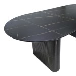 Τραπέζι Nembou pakoworld mdf σε απόχρωση μαύρου μαρμάρου 210x100x76εκ