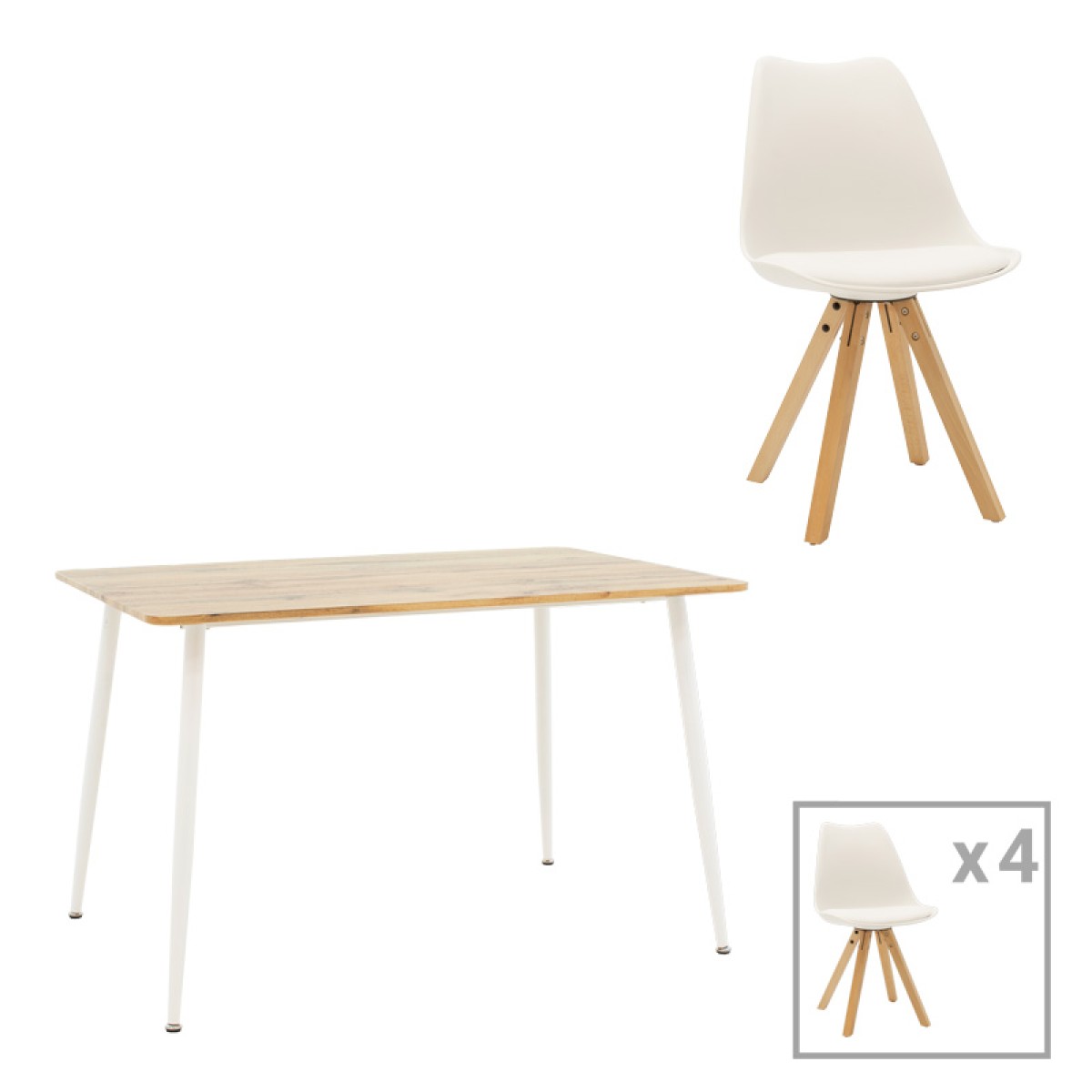 Τραπεζαρία Cuba-Caron pakoworld σετ 5τεμ sonoma-λευκό 120x80x75εκ Τραπεζαρία Cuba-Caron pakoworld σετ 5τεμ sonoma-λευκό 120x80x75εκ