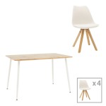 Τραπεζαρία Cuba-Caron pakoworld σετ 5τεμ sonoma-λευκό 120x80x75εκ Τραπεζαρία Cuba-Caron pakoworld σετ 5τεμ sonoma-λευκό 120x80x75εκ