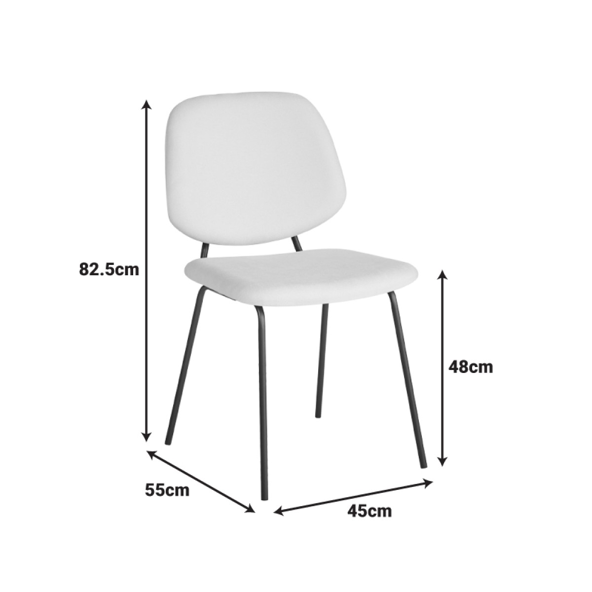 Καρέκλα Pietro I pakoworld ανθρακί ύφασμα-πόδι μαύρο μέταλλο 45x55x82.5εκ