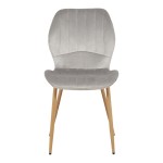 Καρέκλα Jelour pakoworld βελούδο σε γκρι απόχρωση-πόδια φυσικά μεταλλικά 46.5x60x84εκ