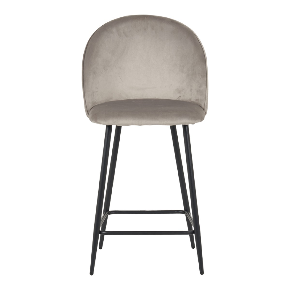 Σκαμπό μπαρ μεσαίου ύψους Perch pakoworld βελούδο σε γκρί απόχρωση με μαύρα μεταλλικά πόδια 50x43x99εκ