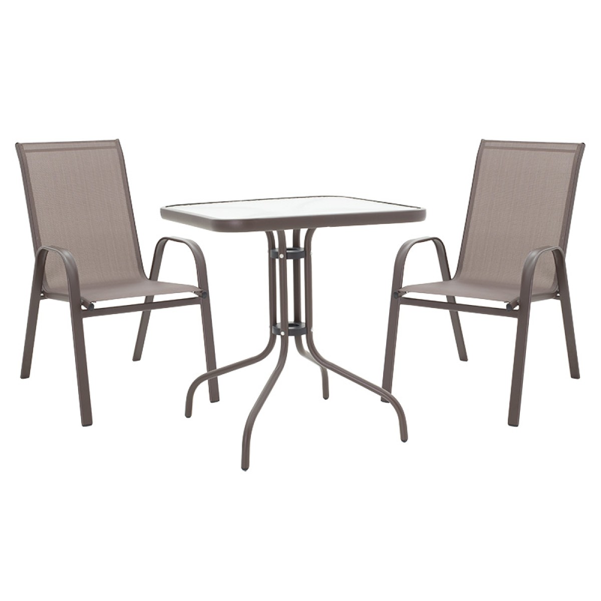 Τραπεζαρία Watson-Calan σετ 3τεμ pakoworld μέταλλο-textilene καφέ 70x70x70εκ Τραπεζαρία Watson-Calan σετ 3τεμ pakoworld μέταλλο-textilene καφέ 70x70x70εκ