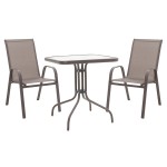 Τραπεζαρία Watson-Calan σετ 3τεμ pakoworld μέταλλο-textilene καφέ 70x70x70εκ Τραπεζαρία Watson-Calan σετ 3τεμ pakoworld μέταλλο-textilene καφέ 70x70x70εκ