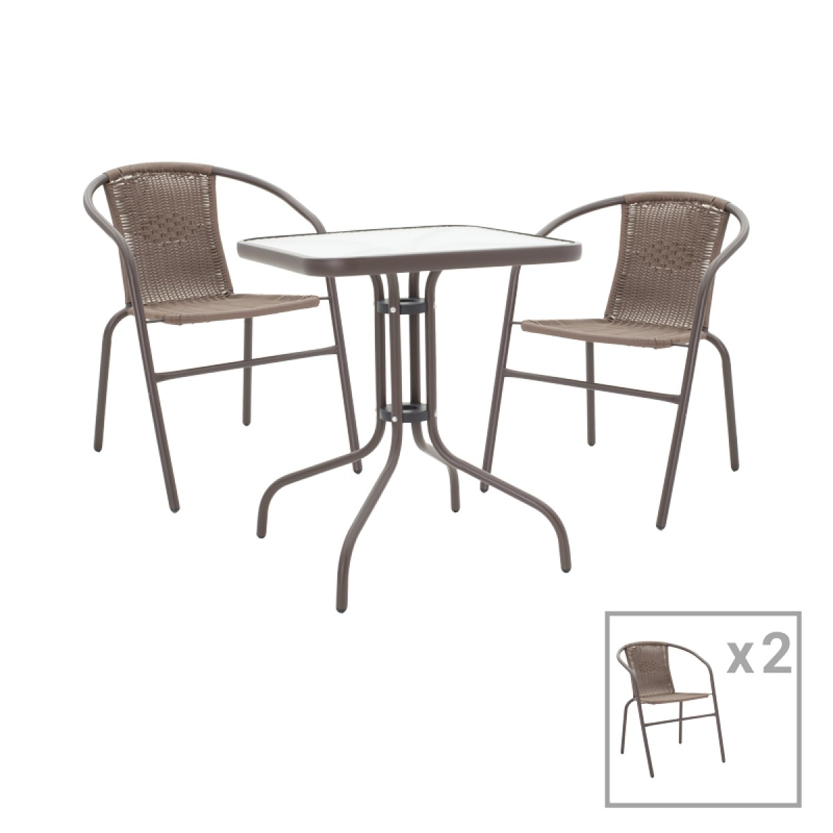 Tραπεζαρία Obbi-Watson pakoworld σετ 3τεμ καφέ μέταλλο-pe rattan 60x60x70εκ Tραπεζαρία Obbi-Watson pakoworld σετ 3τεμ καφέ μέταλλο-pe rattan 60x60x70εκ