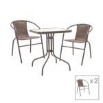 Tραπεζαρία Obbi-Watson pakoworld σετ 3τεμ καφέ μέταλλο-pe rattan 60x60x70εκ Tραπεζαρία Obbi-Watson pakoworld σετ 3τεμ καφέ μέταλλο-pe rattan 60x60x70εκ