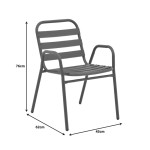 Tραπεζαρία Watson-Sussie pakoworld σετ 3τεμ μέταλλο ανθρακί-γυαλί Φ60x70εκ