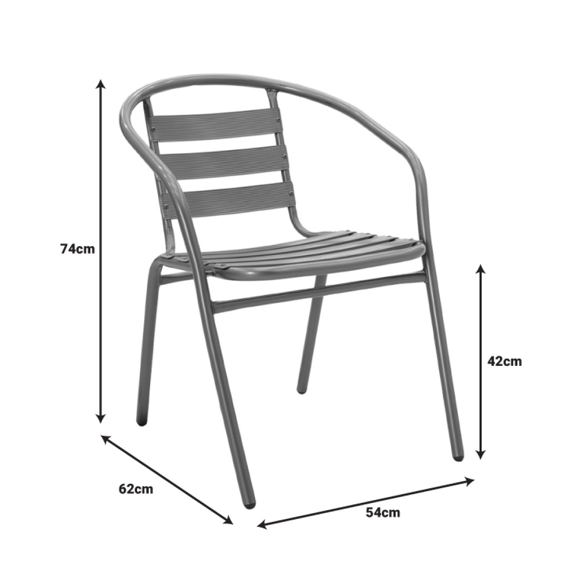 Tραπεζαρία Watson-Tade pakoworld σετ 3τεμ μέταλλο ανθρακί-γυαλί Φ60x70εκ