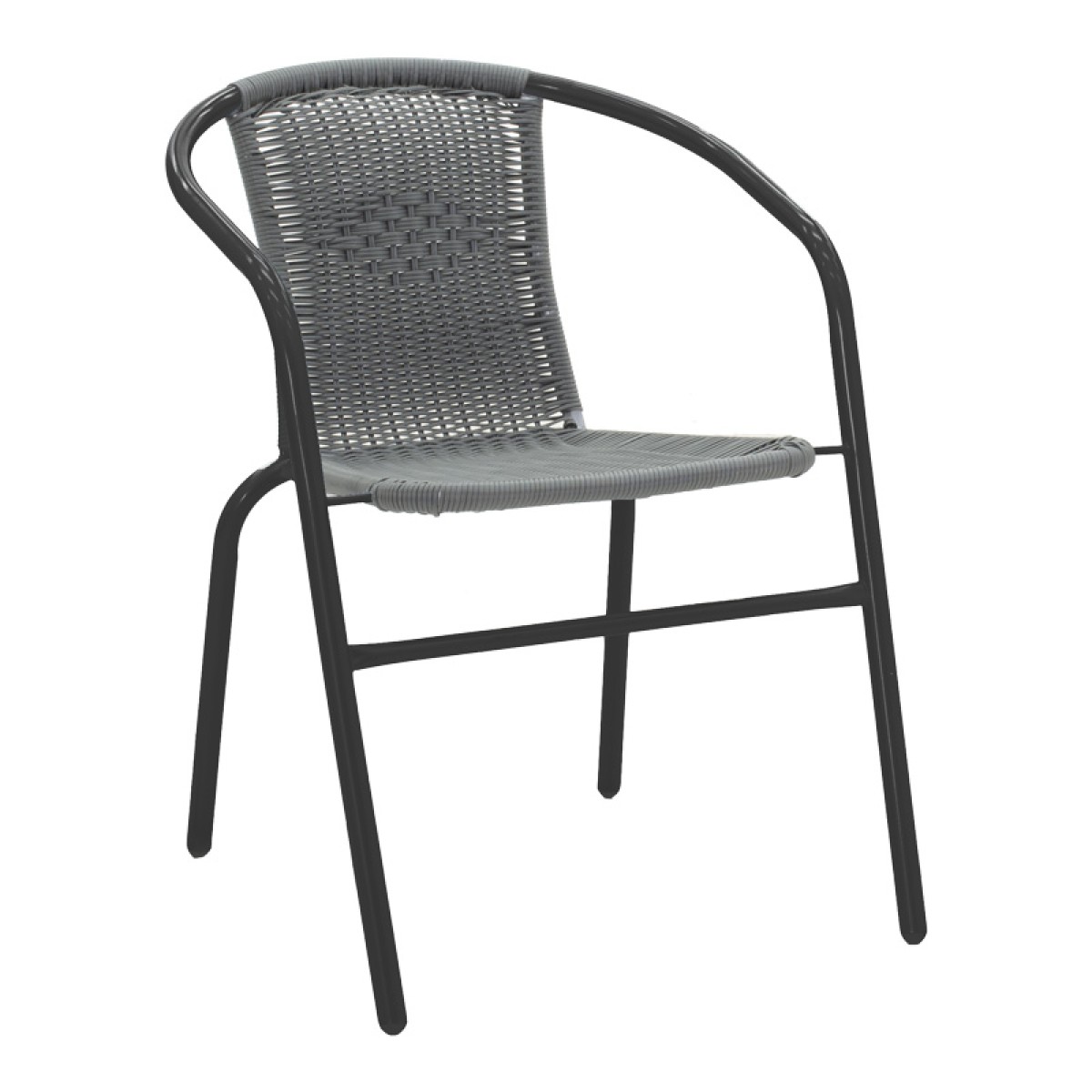 Τραπεζαρία Valor-Obbi pakoworld σετ 5τεμ μέταλλο μαύρο-γυαλί-pe γκρι 110x60x70εκ