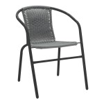 Τραπεζαρία Valor-Obbi pakoworld σετ 5τεμ μέταλλο μαύρο-γυαλί-pe γκρι 110x60x70εκ