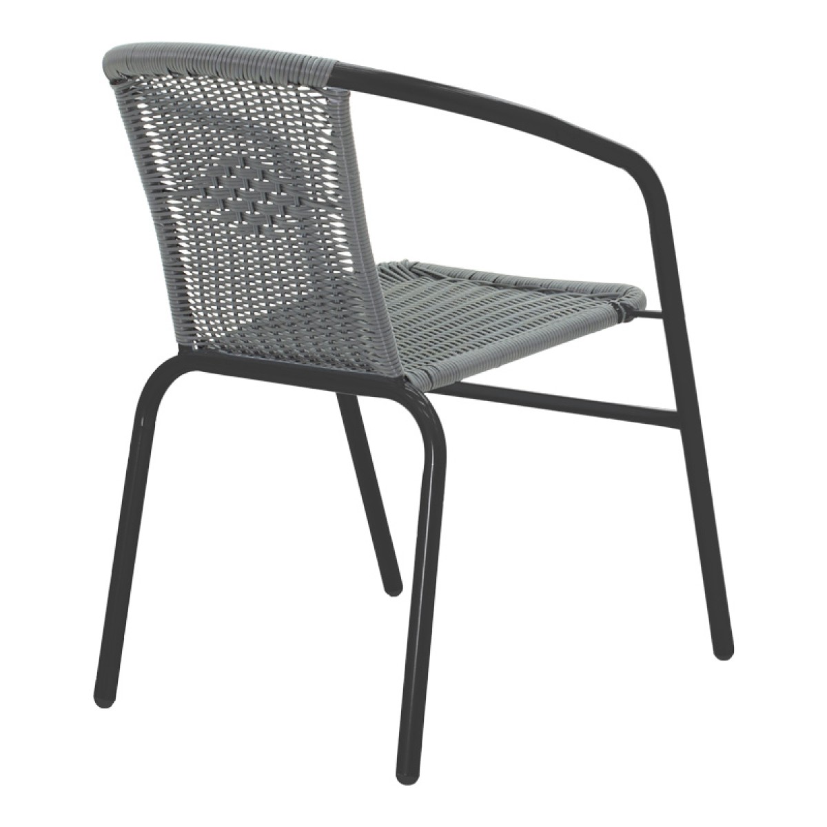 Τραπεζαρία Valor-Obbi pakoworld σετ 5τεμ μέταλλο μαύρο-γυαλί-pe γκρι 110x60x70εκ