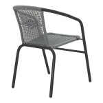 Τραπεζαρία Valor-Obbi pakoworld σετ 5τεμ μέταλλο μαύρο-γυαλί-pe γκρι 110x60x70εκ