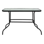 Τραπεζαρία Valor-Calan pakoworld σετ 5τεμ μέταλλο μαύρο-γυαλί-textilene μαύρο 110x60x70εκ