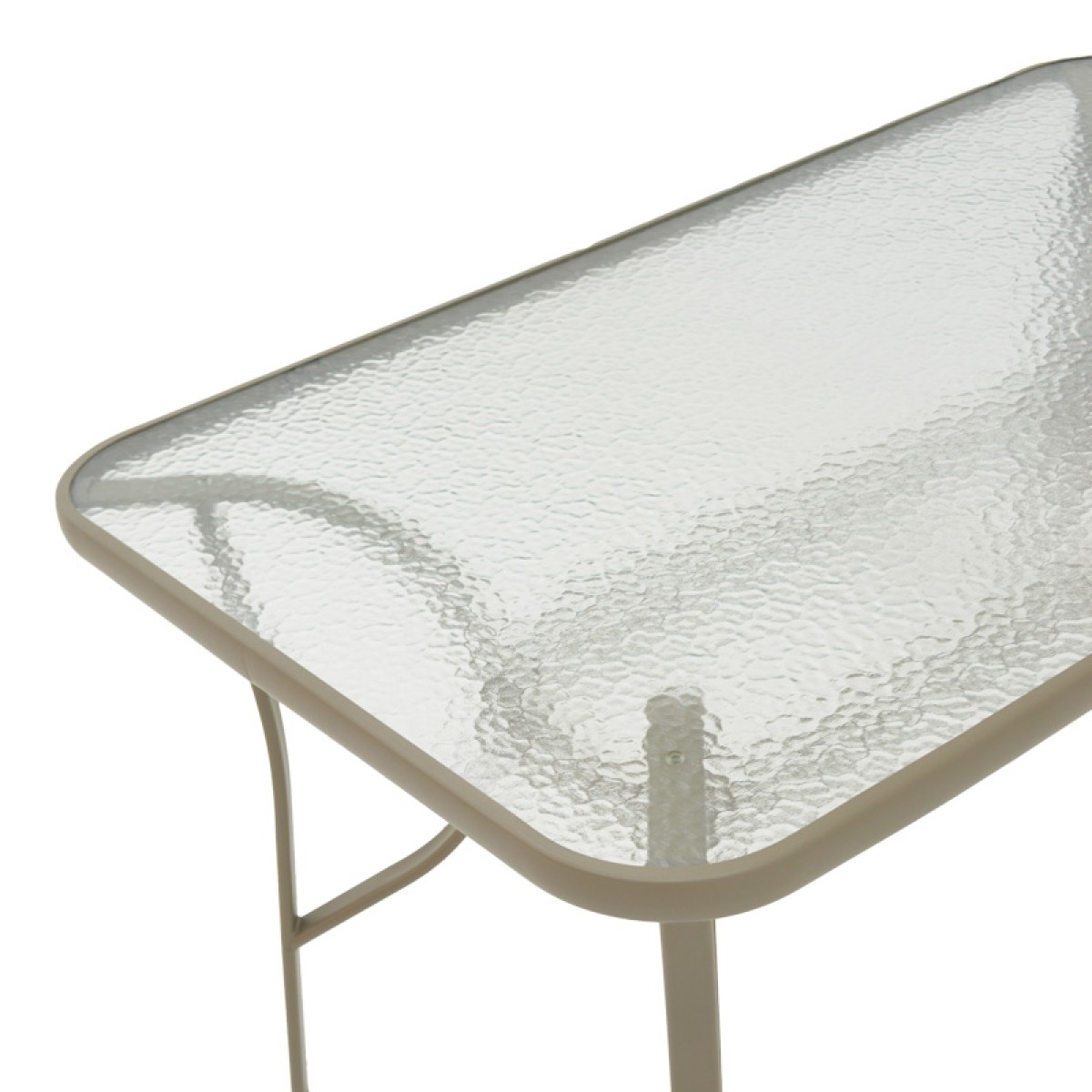 Τραπεζαρία Lindaria-Ensure pakoworld 5τεμ μέταλλο-γυαλί σε σαμπανιζέ απόχρωση 140x80x70εκ