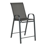 Σκαμπό μπαρ μεσαίου ύψους Calan pakoworld μέταλλο-textilene σε ανθρακί απόχρωση 55x70x114εκ