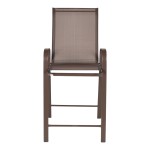 Σκαμπό μπαρ μεσαίου ύψους Calan pakoworld σκούρο καφέ μέταλλο-textilene σε καφέ απόχρωση 55x70x114εκ