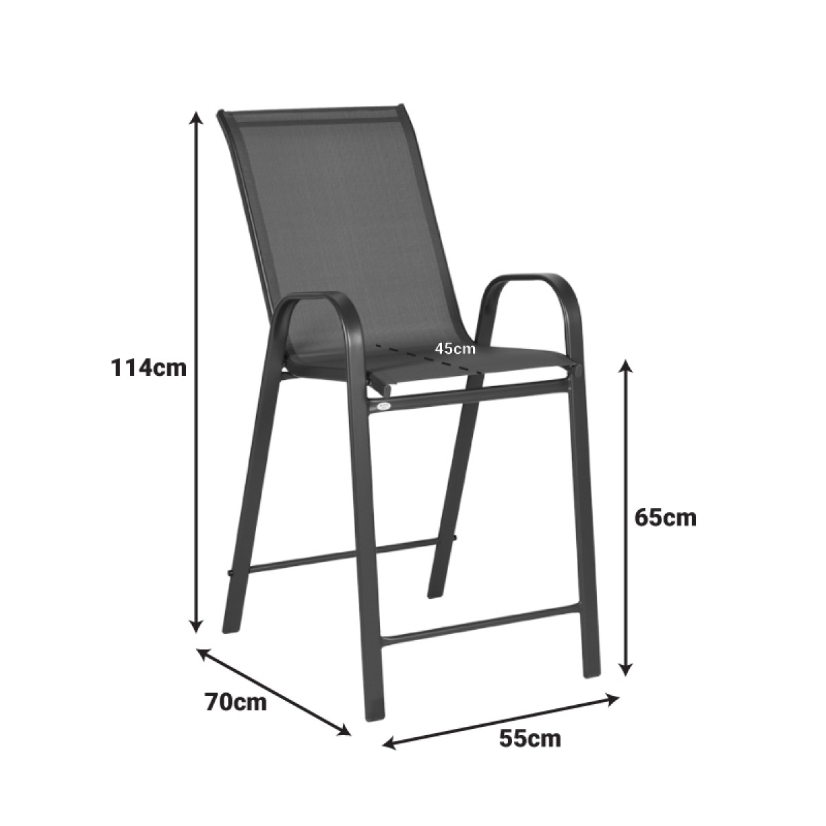 Σκαμπό μπαρ μεσαίου ύψους Calan pakoworld σαμπανιζέ μέταλλο-textilene σε ανοιχτή καφέ απόχρωση 55x70x114εκ