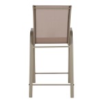 Σκαμπό μπαρ μεσαίου ύψους Calan pakoworld σαμπανιζέ μέταλλο-textilene σε ανοιχτή καφέ απόχρωση 55x70x114εκ