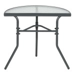 Τραπέζι ημικυκλικό Bion pakoworld γυαλί-μέταλλο σε ανθρακί απόχρωση 70x40x65εκ