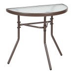 Τραπέζι ημικυκλικό Bion pakoworld γυαλί-μέταλλο σε καφέ απόχρωση 70x40x65εκ