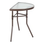 Τραπέζι ημικυκλικό Bion pakoworld γυαλί-μέταλλο σε καφέ απόχρωση 70x40x65εκ