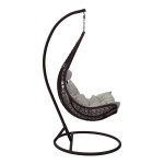 Κούνια Soleil pakoworld κρεμαστή μέταλλο καφέ-pp καφέ-μαξιλάρι μπεζ 103x83x200εκ