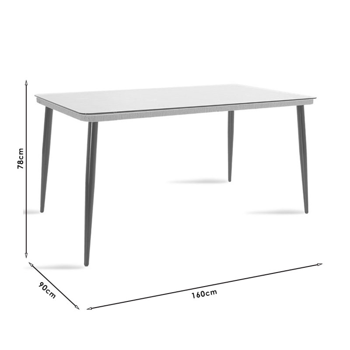 Τραπέζι Naoki pakoworld μέταλλο μαύρο-pe φυσικό-γυαλί 160x90x78εκ Τραπέζι Naoki pakoworld μέταλλο μαύρο-pe φυσικό-γυαλί 160x90x78εκ