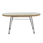 Τραπέζι Naoki pakoworld μέταλλο μαύρο-pe φυσικό-γυαλί 100x45x46εκ