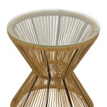 Τραπέζι Mabil pakoworld rattan φυσικό-γυαλί Φ50x55εκ Τραπέζι Mabil pakoworld rattan φυσικό-γυαλί Φ50x55εκ