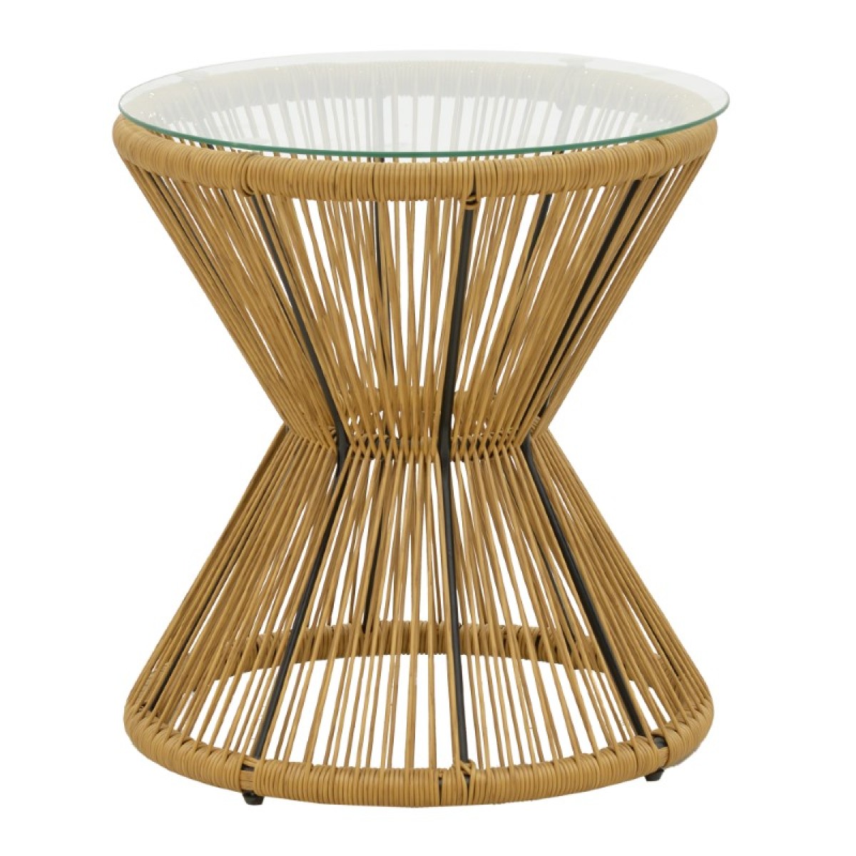 Τραπέζι Mabil pakoworld rattan φυσικό-γυαλί Φ50x55εκ Τραπέζι Mabil pakoworld rattan φυσικό-γυαλί Φ50x55εκ
