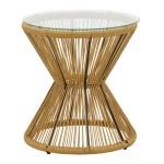 Τραπέζι Mabil pakoworld rattan φυσικό-γυαλί Φ50x55εκ Τραπέζι Mabil pakoworld rattan φυσικό-γυαλί Φ50x55εκ
