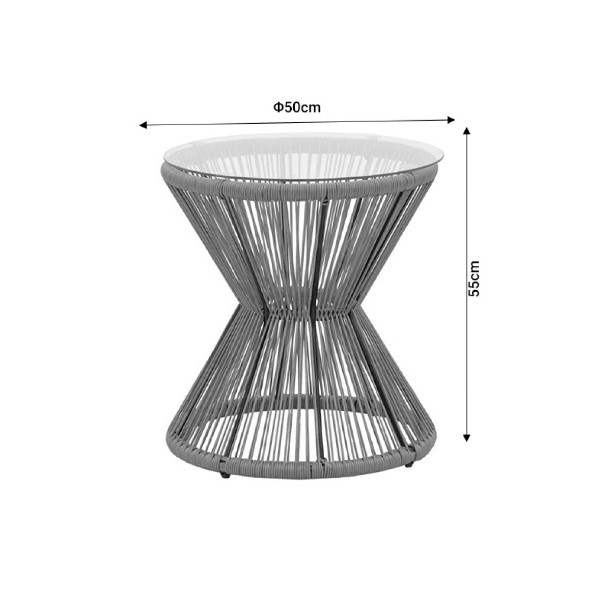 Τραπέζι Mabil pakoworld rattan φυσικό-γυαλί Φ50x55εκ Τραπέζι Mabil pakoworld rattan φυσικό-γυαλί Φ50x55εκ