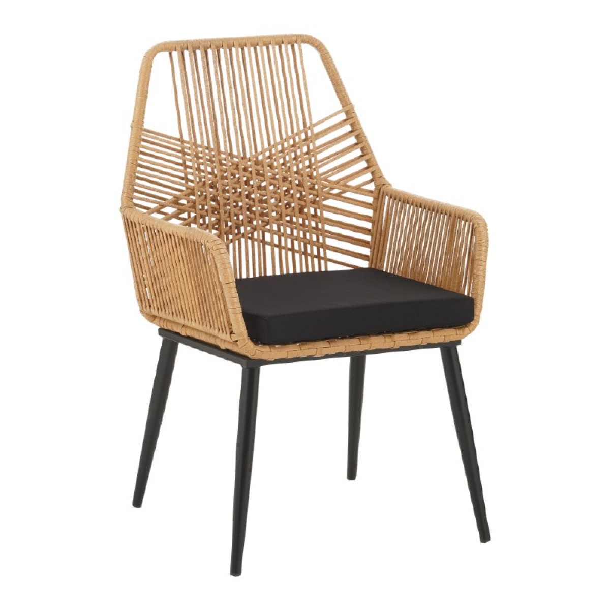 Πολυθρόνα Tanish pakoworld rattan φυσικό-πόδι μαύρο μέταλλο 58x58.5x87εκ Πολυθρόνα Tanish pakoworld rattan φυσικό-πόδι μαύρο μέταλλο 58x58.5x87εκ
