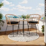 Tραπεζαρία Felicia-Gaus pakoworld σετ 3τεμ pe rattan σε φυσική απόχρωση-μαύρο μέταλλο Φ60x74εκ Tραπεζαρία Felicia-Gaus pakoworld σετ 3τεμ pe rattan σε φυσική απόχρωση-μαύρο μέταλλο Φ60x74εκ